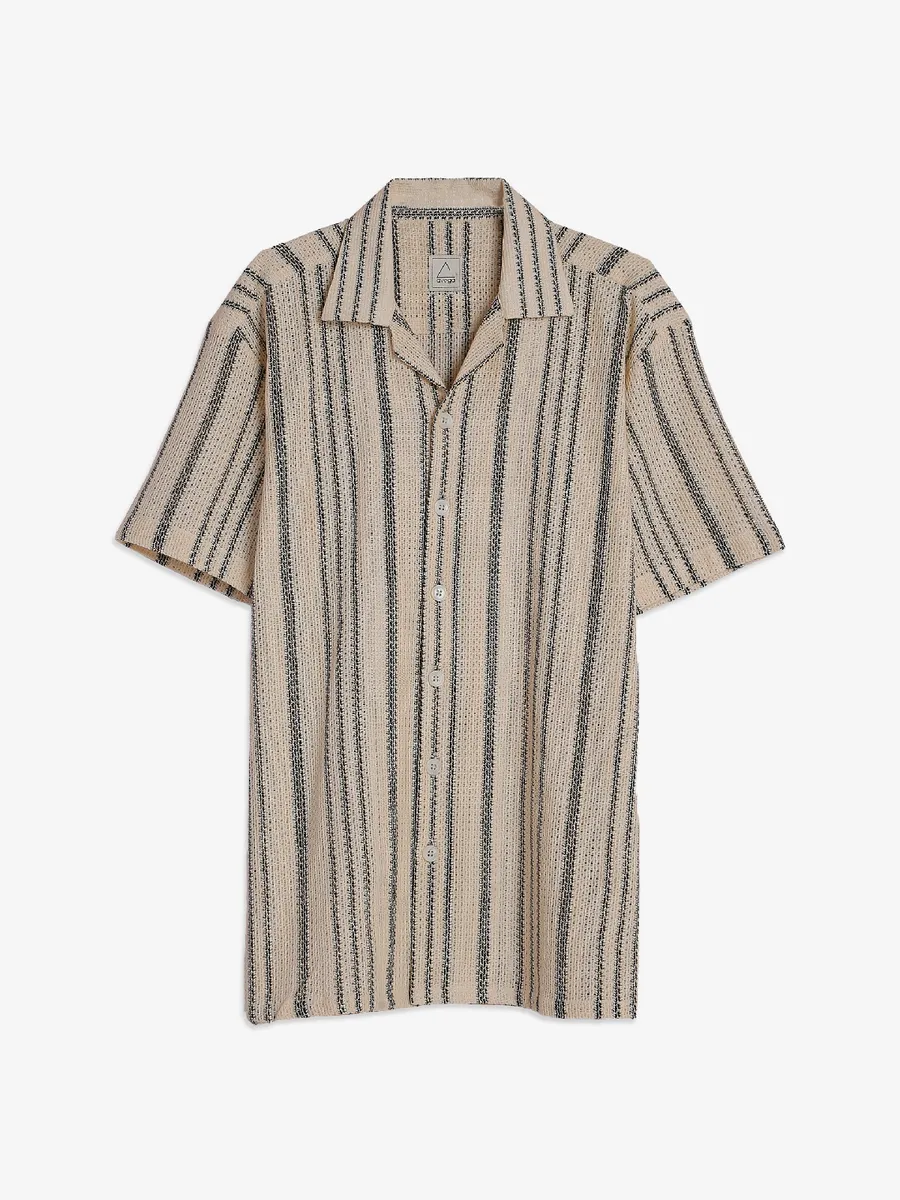 Avega cotton cream stripe shirt