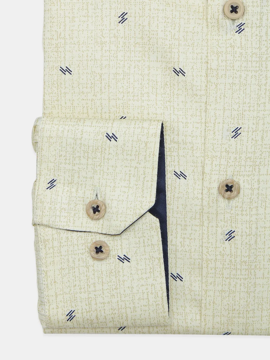 Avega cotton fabric lemon yellow printed mens shirt