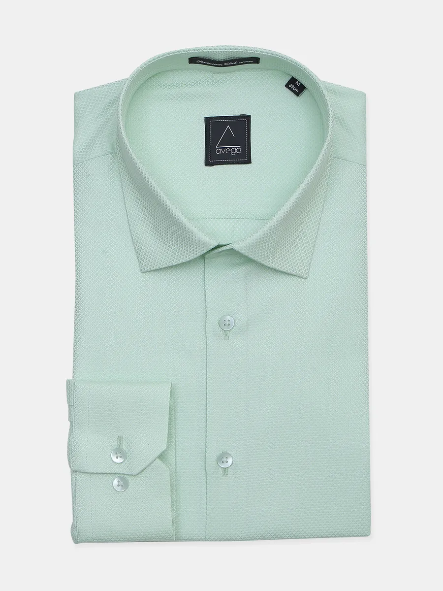 Avega cotton fabric solid green mens shirt