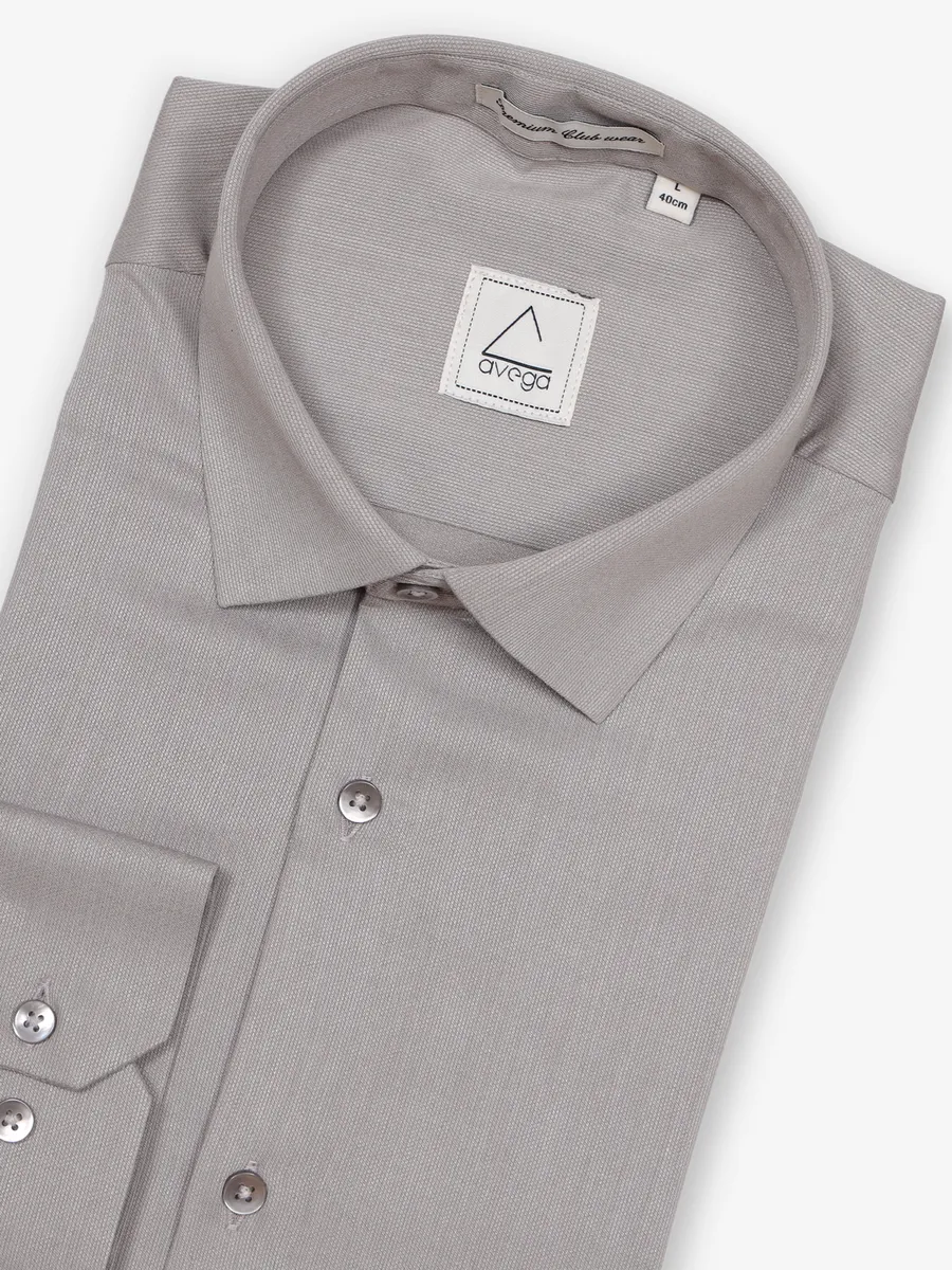 AVEGA cotton grey textured party shirt
