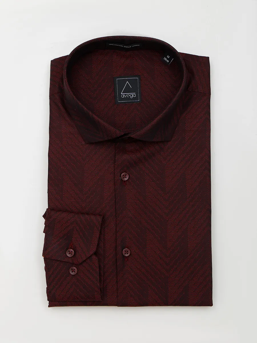 Avega cotton maroon printed shirt