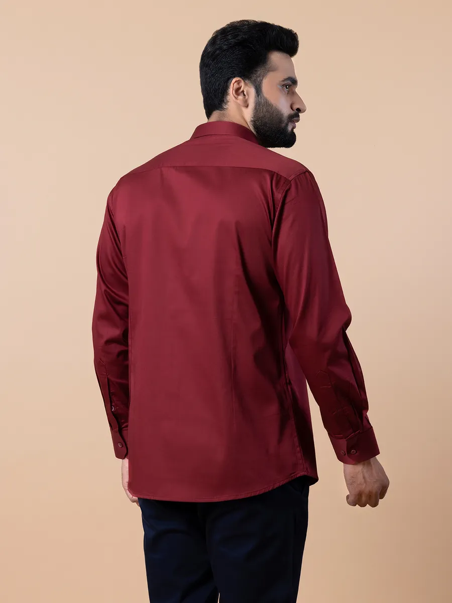 Avega cotton plain maroon shirt