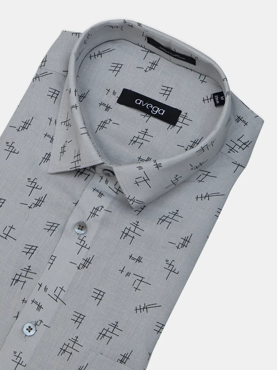 Avega cotton printed grey shirt for men