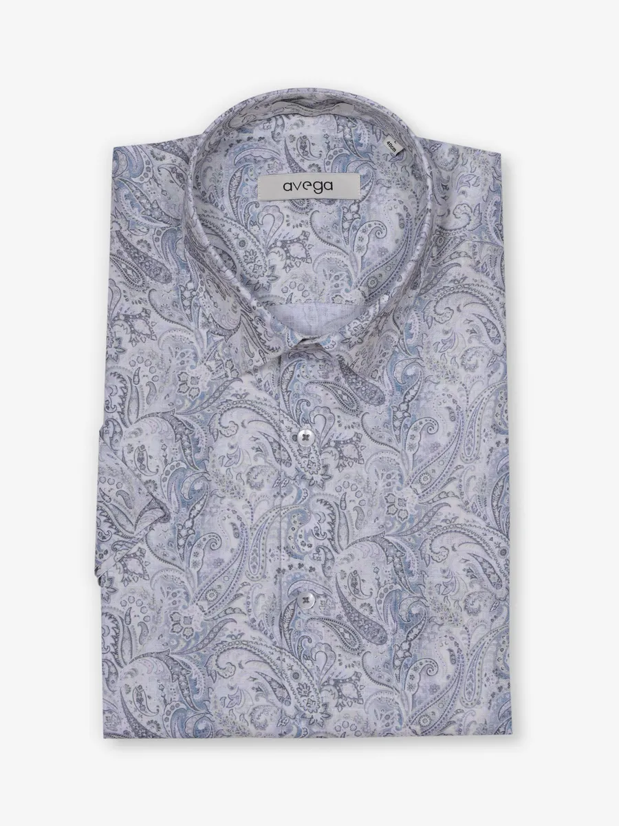 AVEGA cotton white party shirt with print