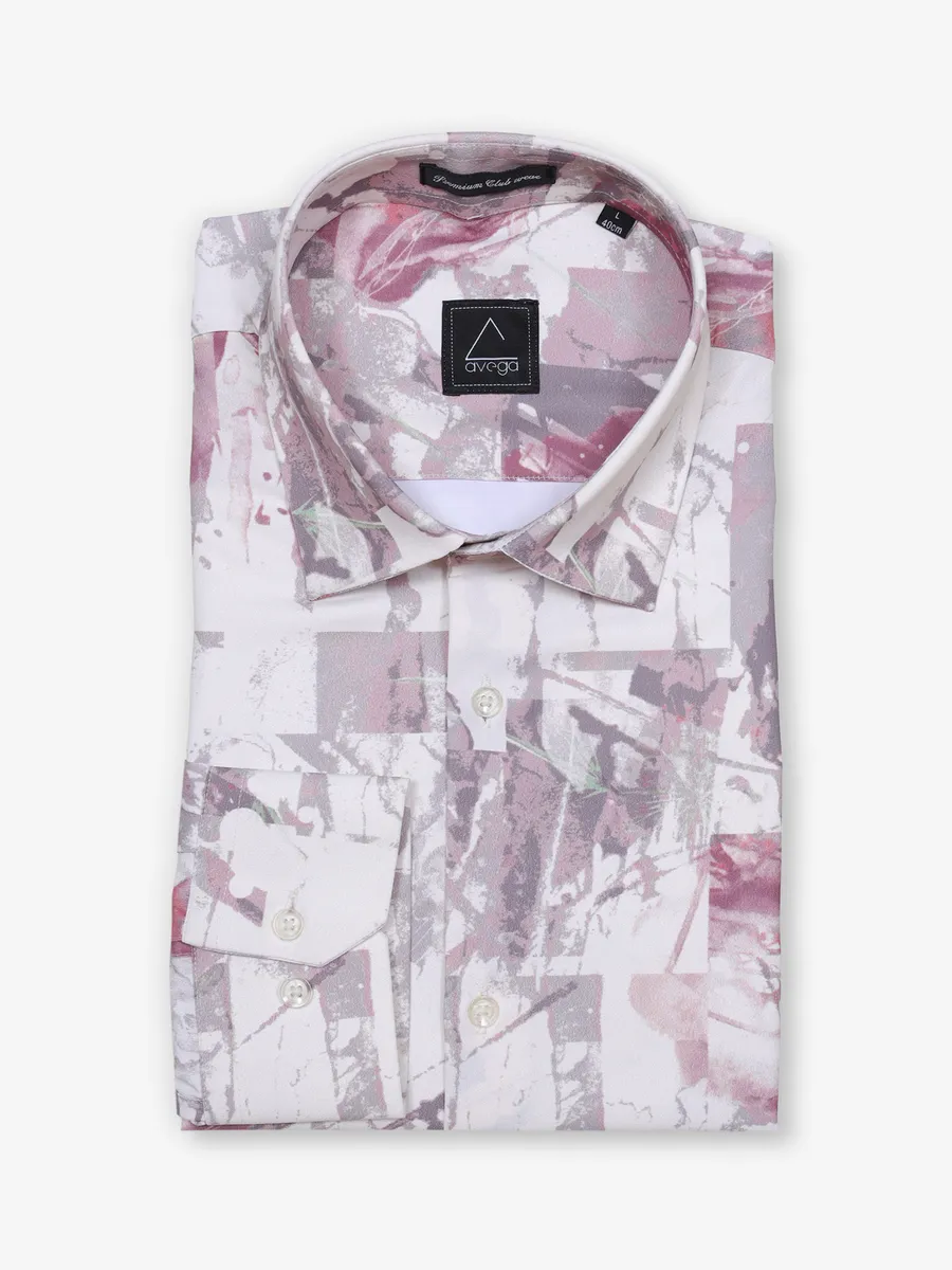 AVEGA cream printed cotton party shirt