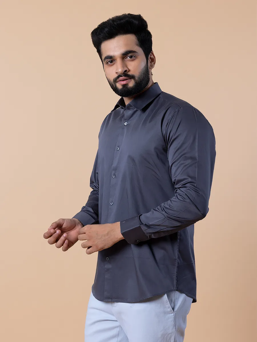 Avega dark grey plain shirt