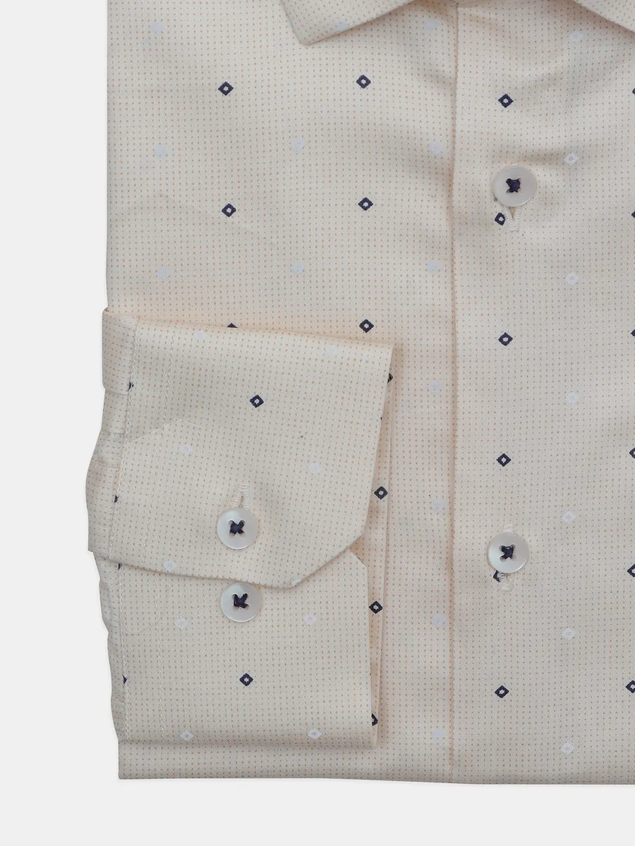 Avega formal wear light yellow printed cotton shirt