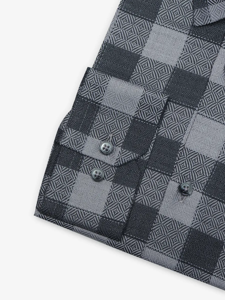 AVEGA grey checks cotton formal shirt