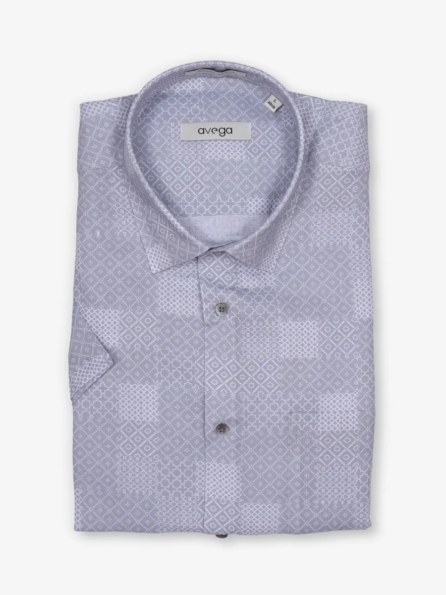 AVEGA grey cotton party shirt with print