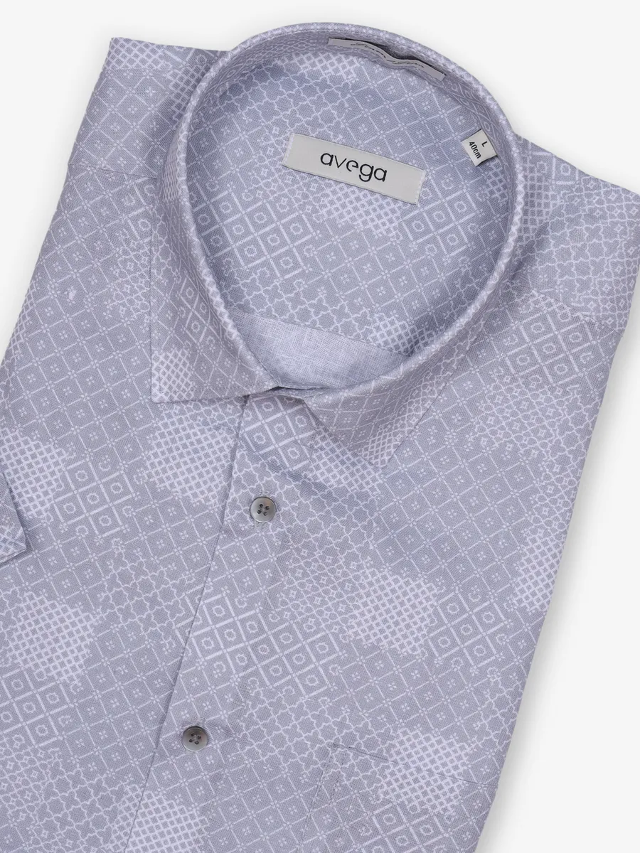 AVEGA grey cotton party shirt with print