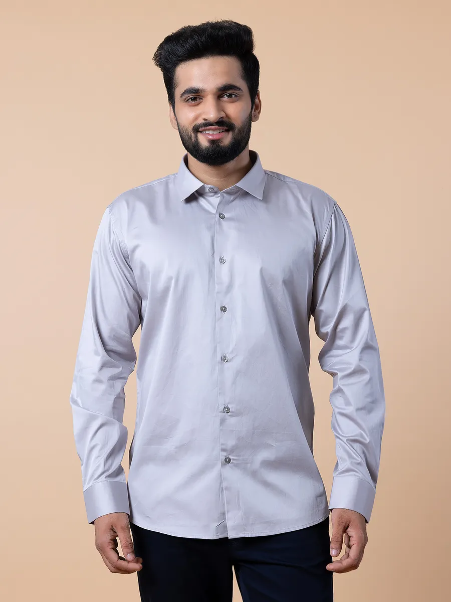 Avega grey solid formal wear cotton men shirt