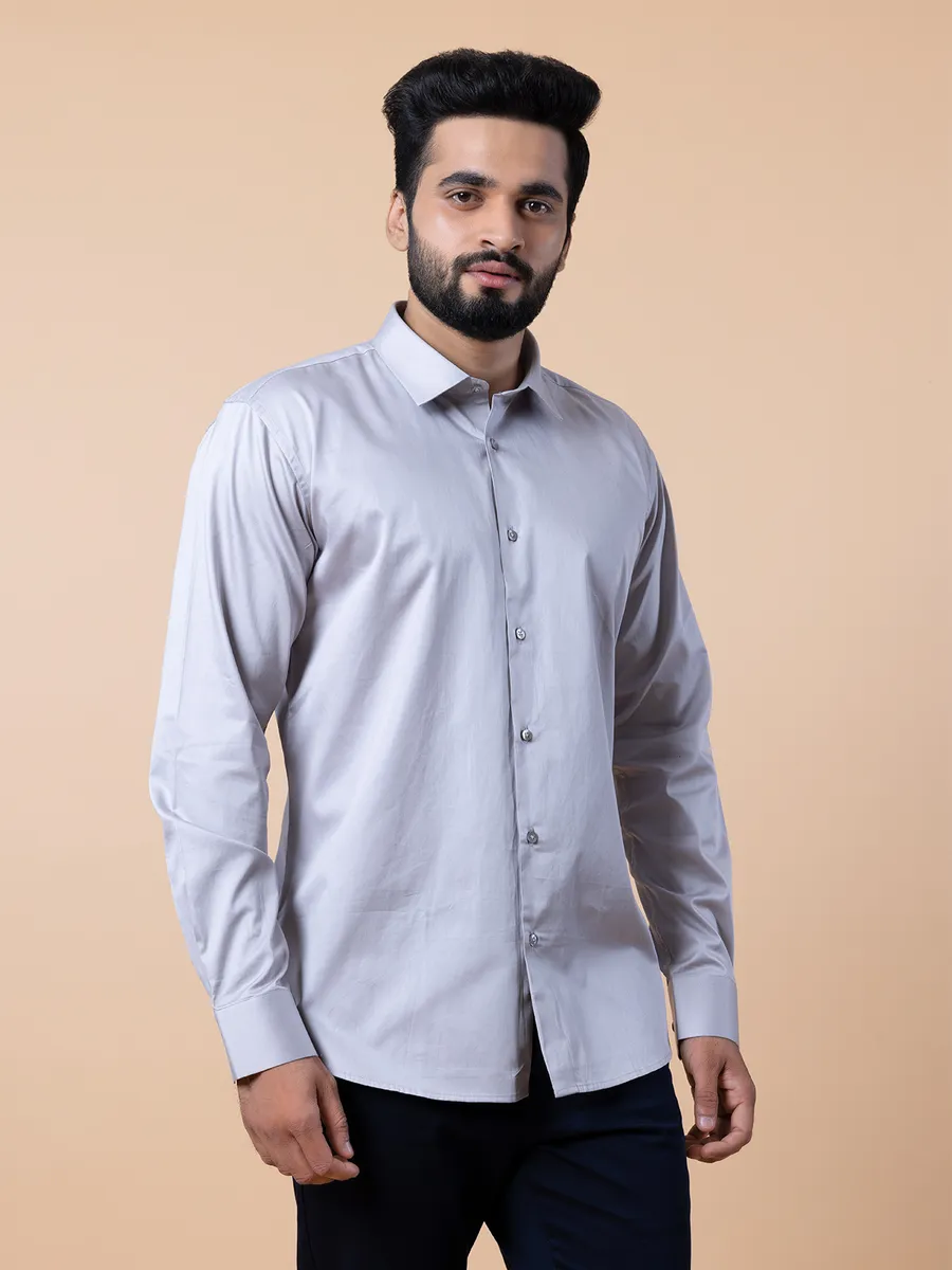 Avega grey solid formal wear cotton men shirt