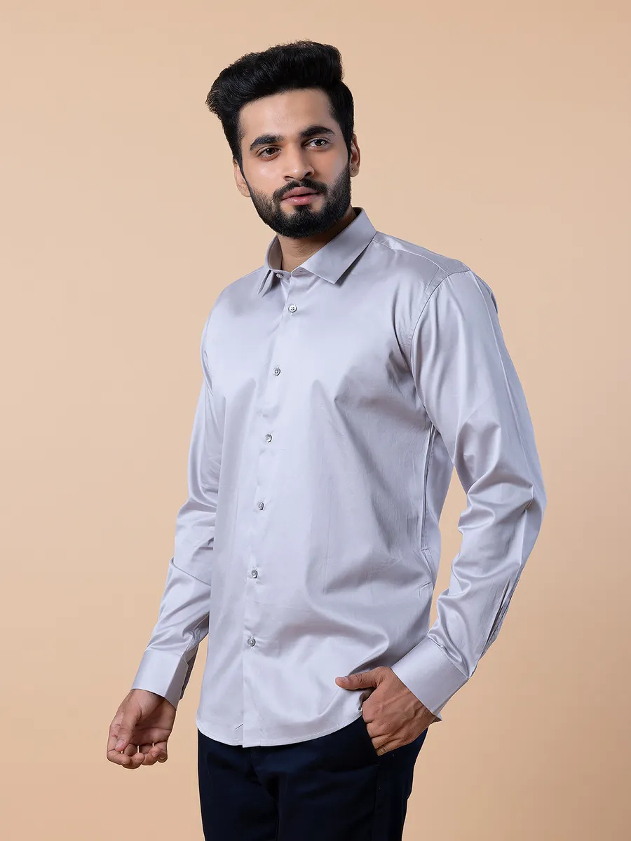 Avega grey solid formal wear cotton men shirt