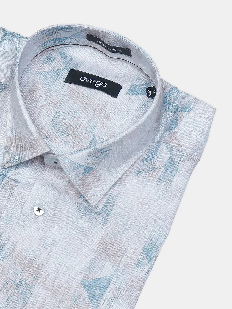 Avega light blue cotton printed formal shirt