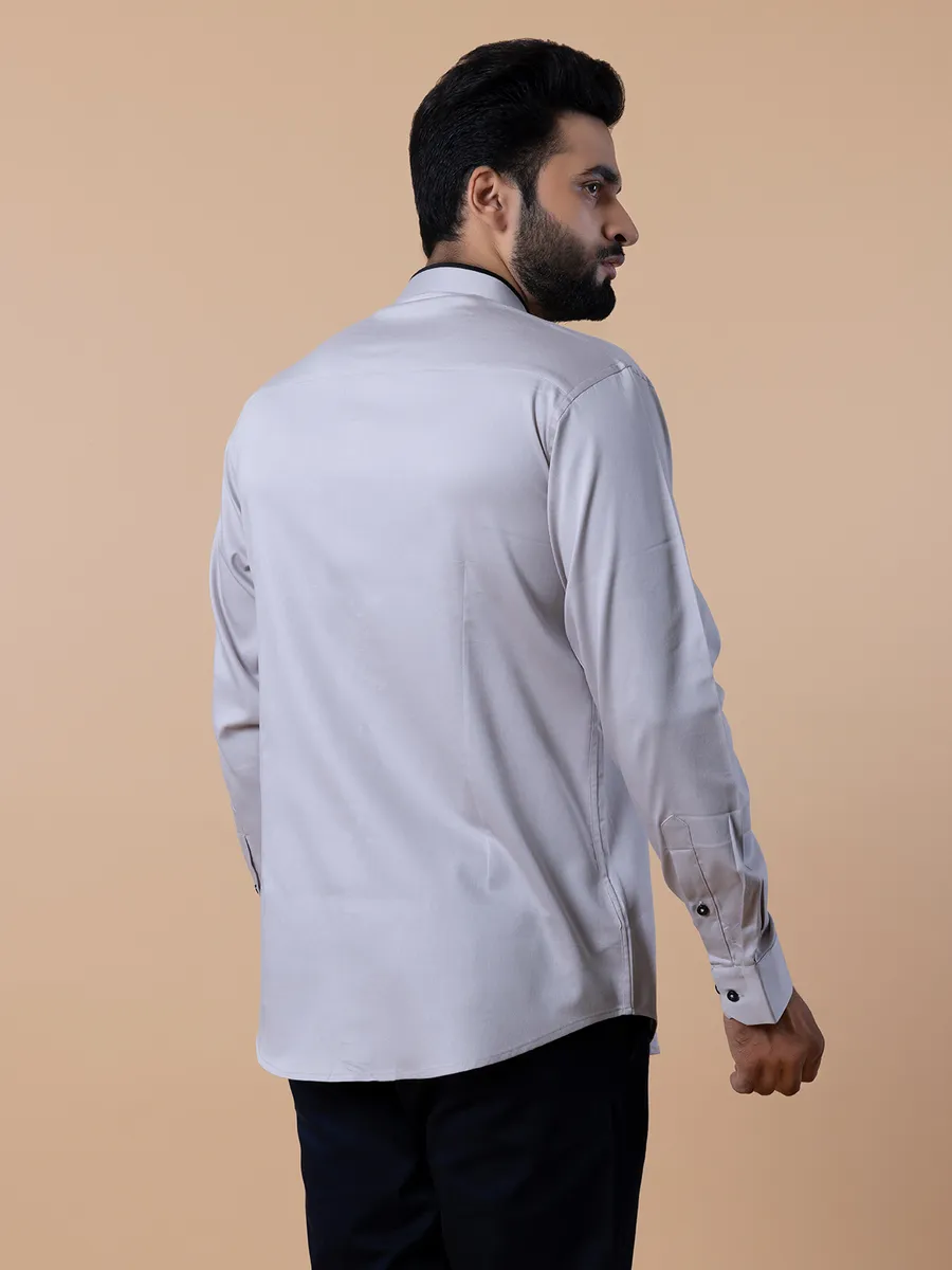 Avega light grey cotton plain shirt