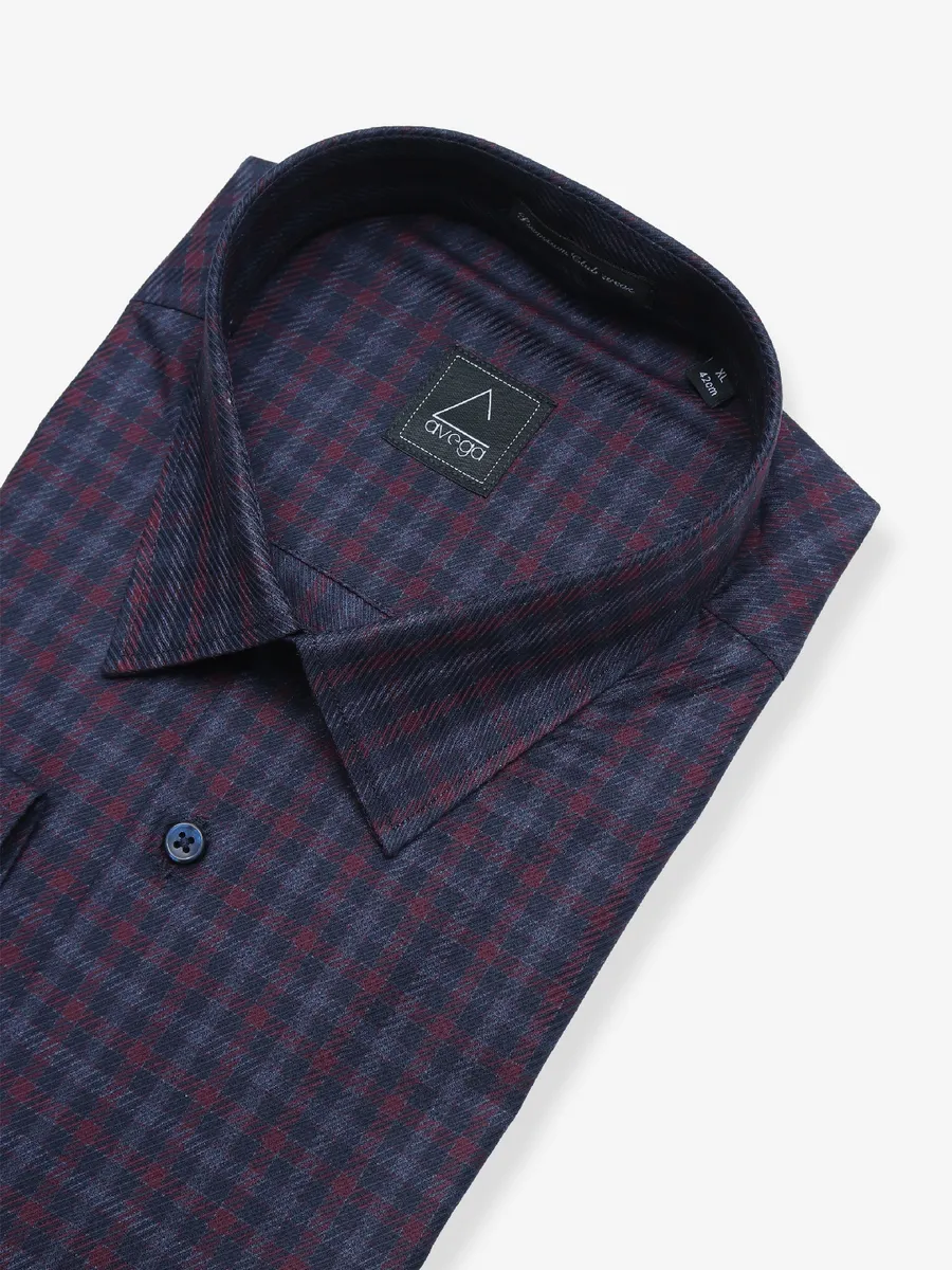 Avega navy cotton checks shirt