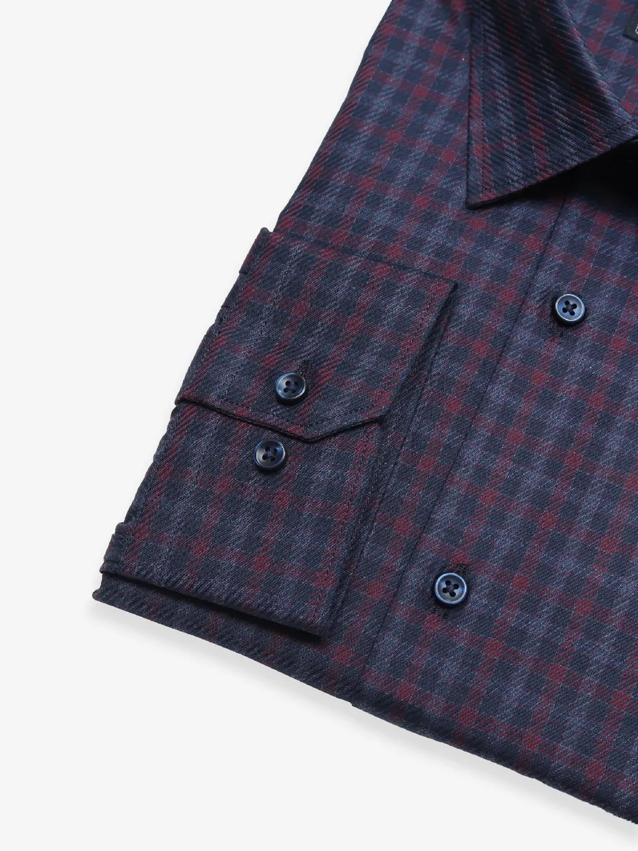 Avega navy cotton checks shirt