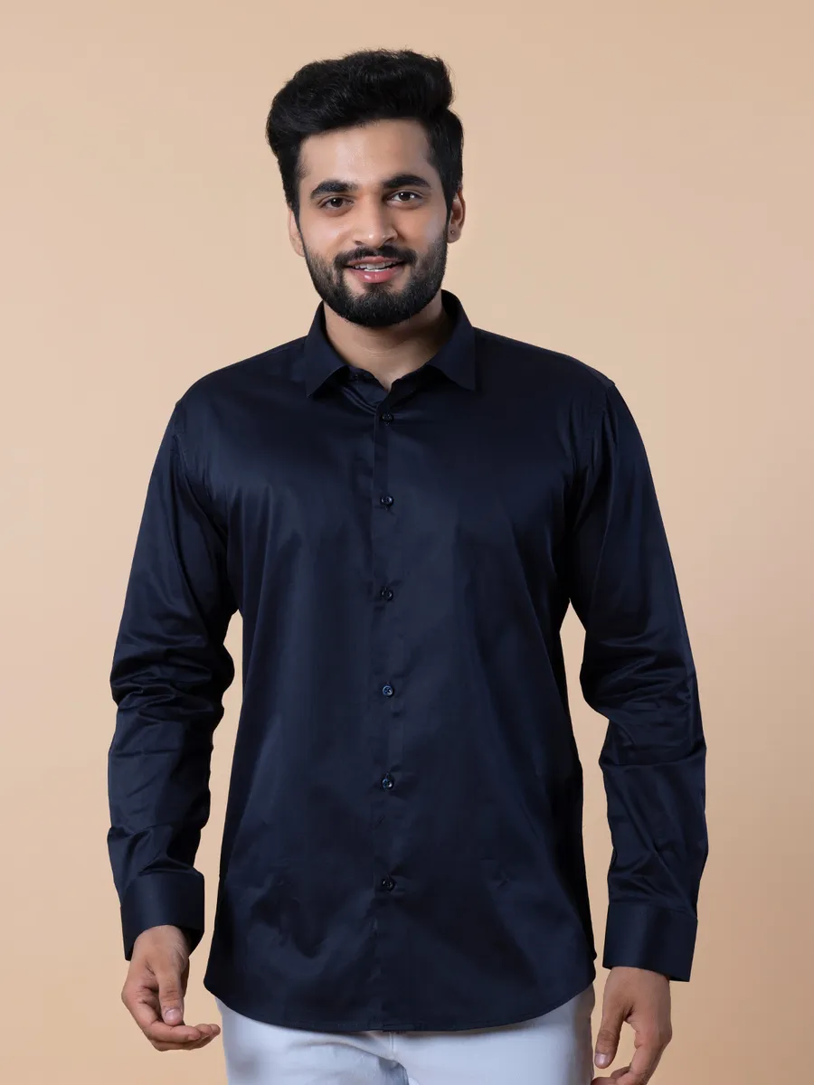 Avega navy plain full sleeves shirt