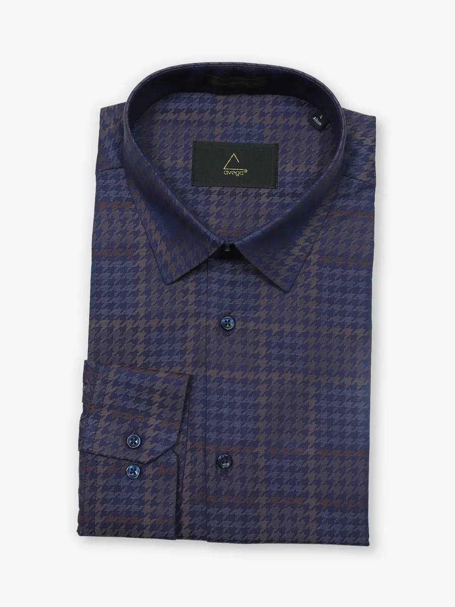 AVEGA navy taxture cotton formal shirt