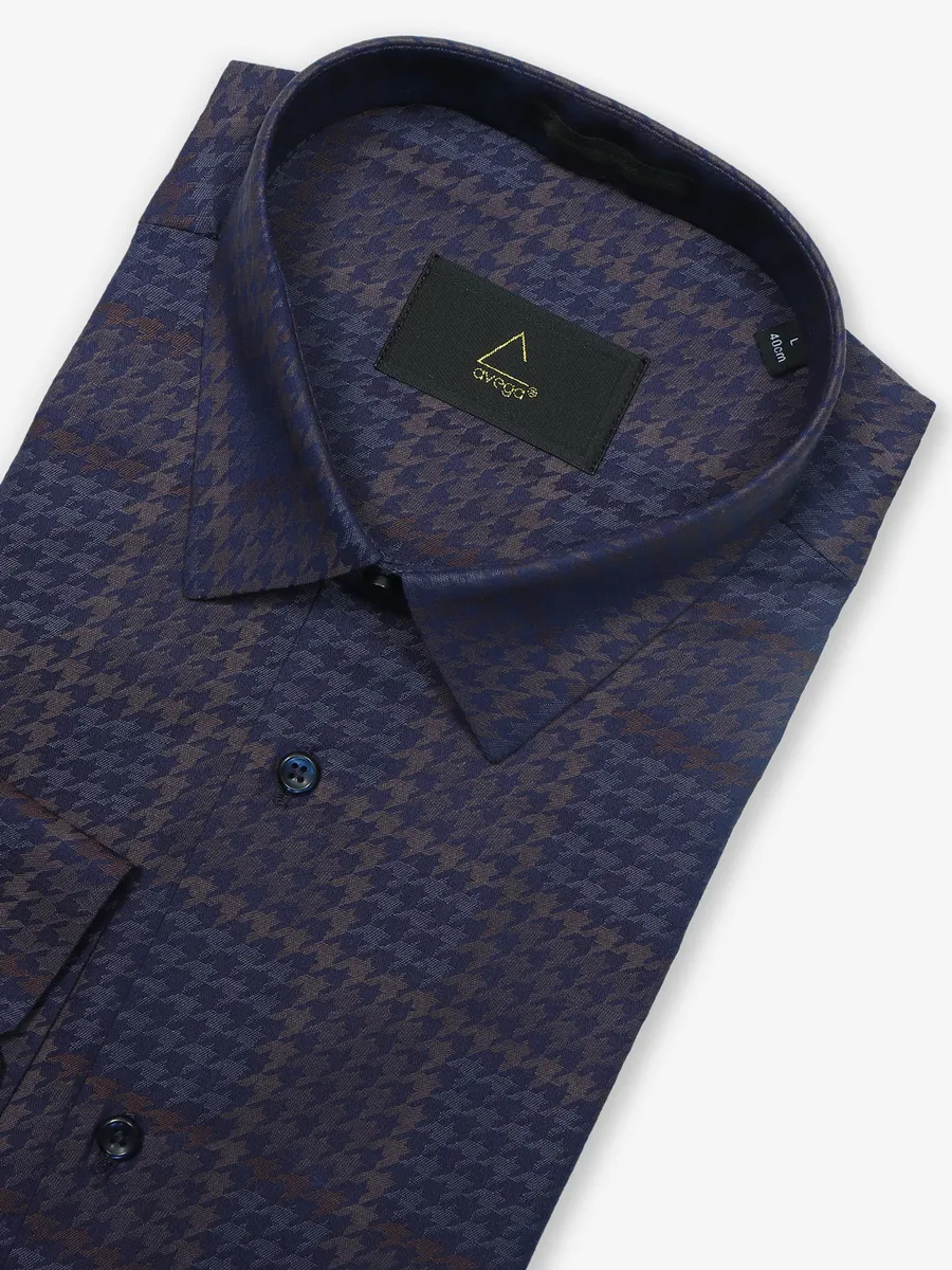AVEGA navy taxture cotton formal shirt