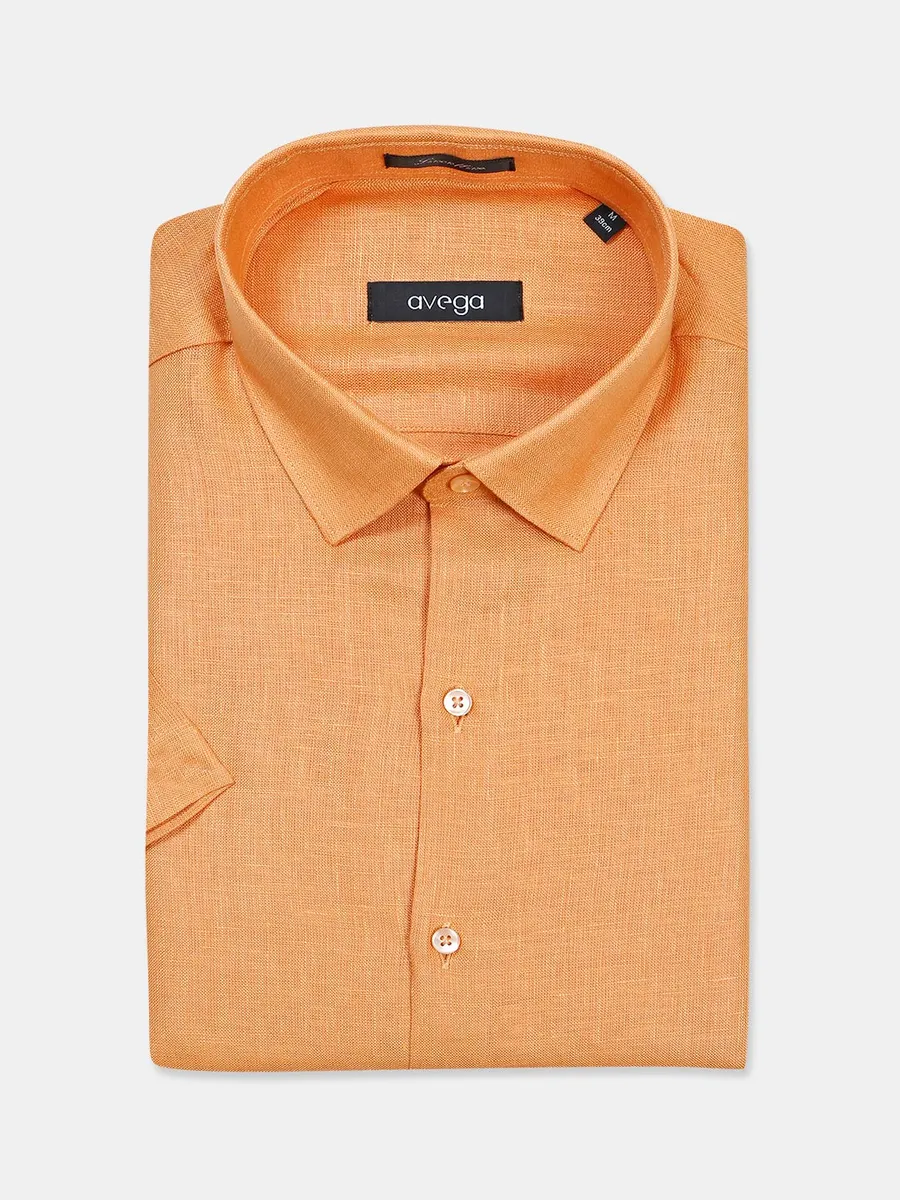 Avega orange solid linen shirt