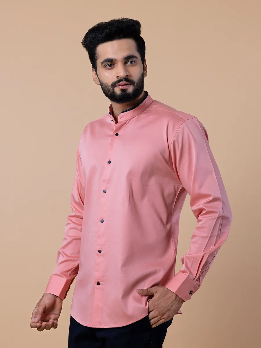 Avega peach plain cotton shirt