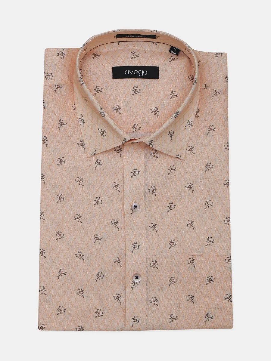 Avega peach printed linen shirt