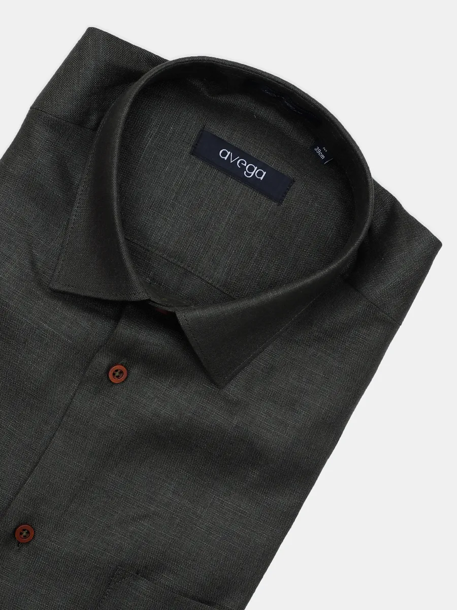 Avega presented olive linen formal solid shirt