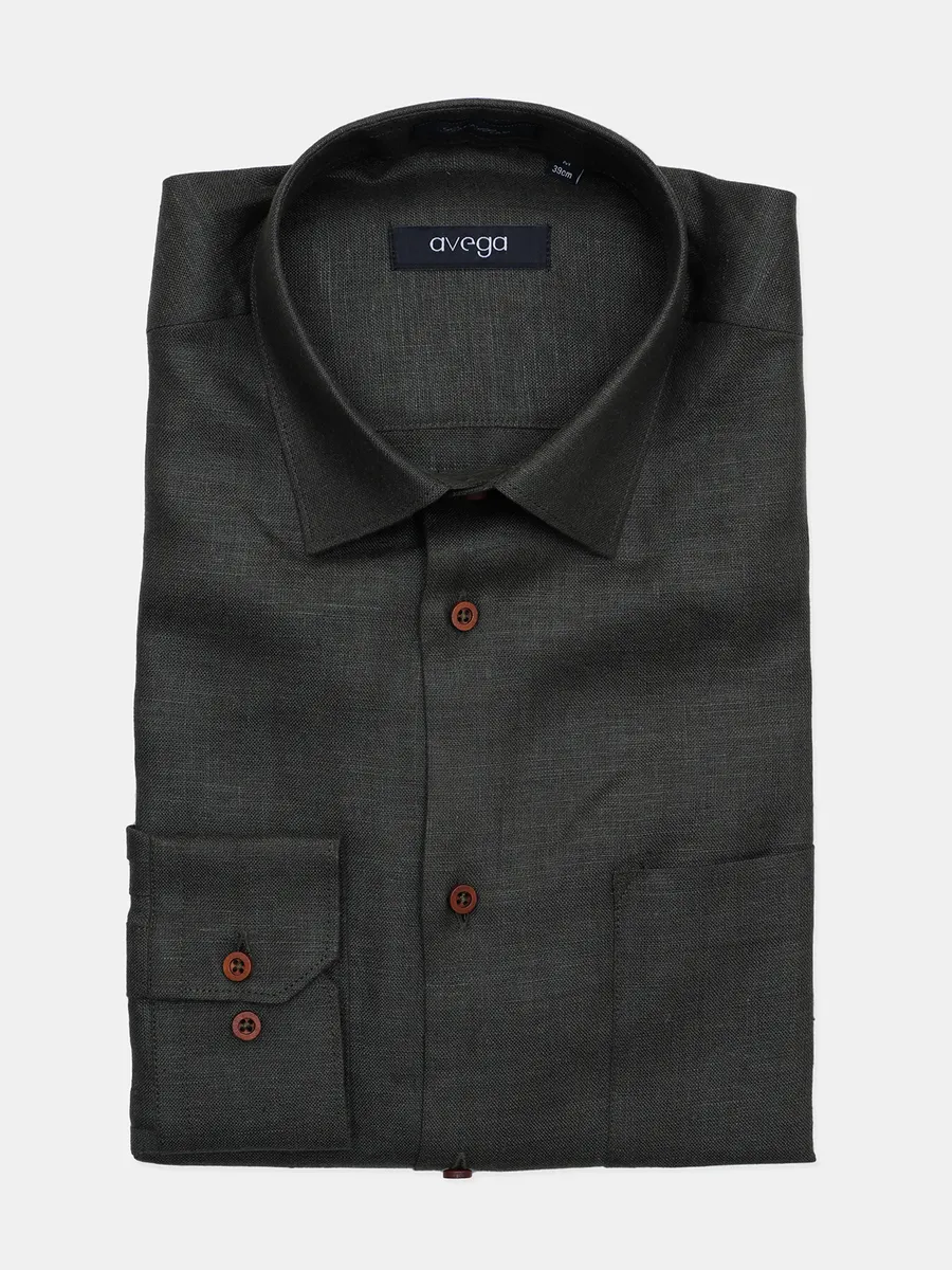 Avega presented olive linen formal solid shirt