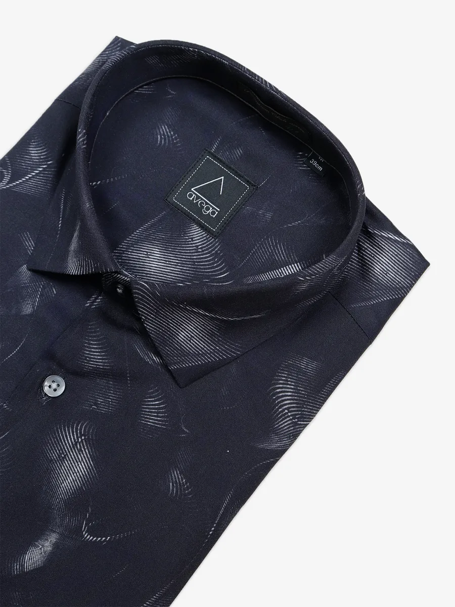 Avega printed cotton navy shirt