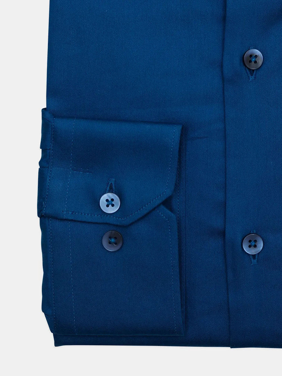 Avega royal blue solid cotton casual shirt