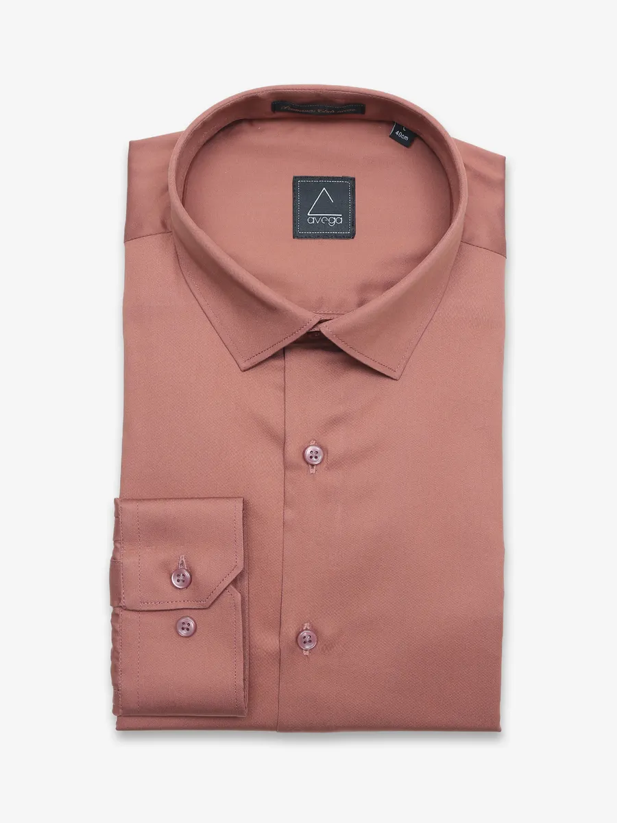 Avega rust orange cotton plain shirt