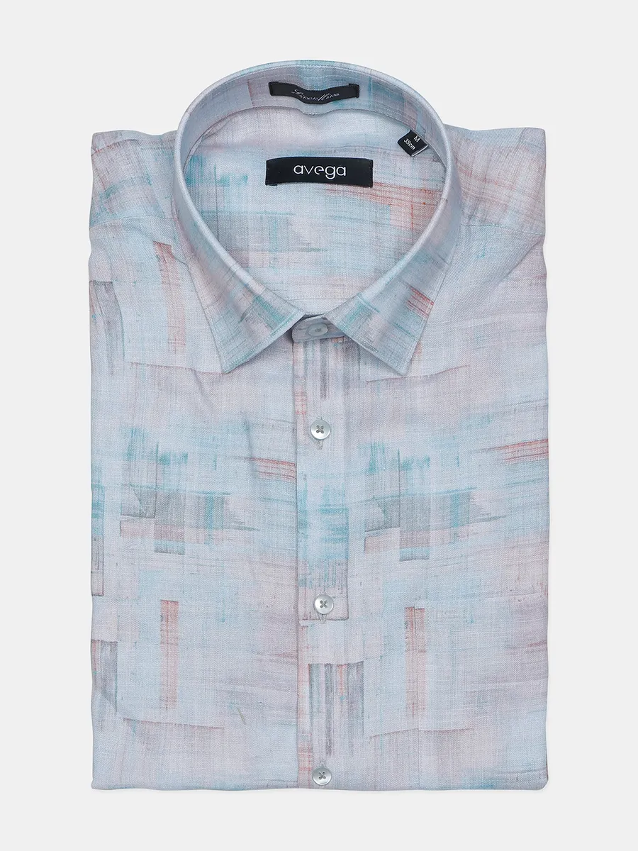 Avega sky blue cotton printed formal shirt