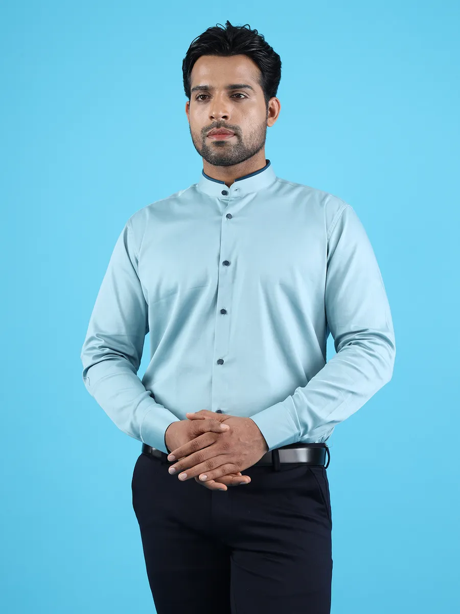 Avega sky blue plain cotton shirt