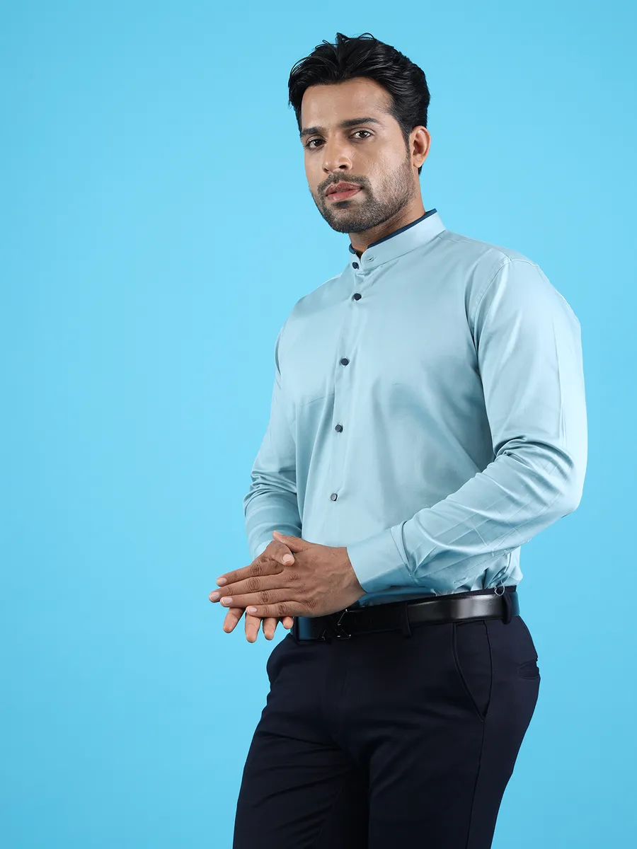 Avega sky blue plain cotton shirt