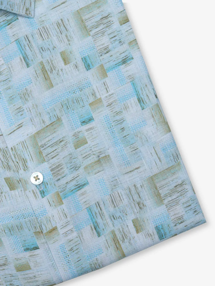 AVEGA sky blue printed linen shirt