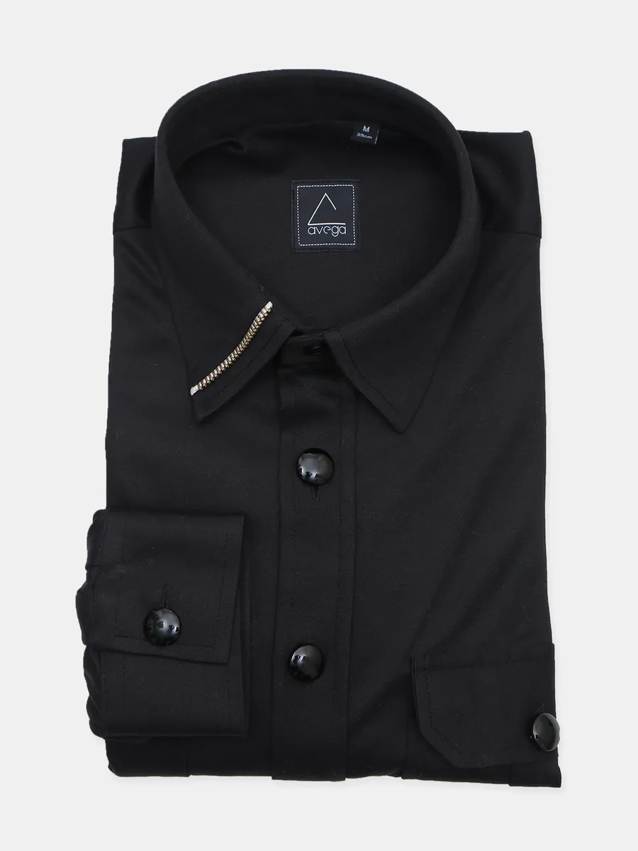 Avega solid cotton black hue shirt