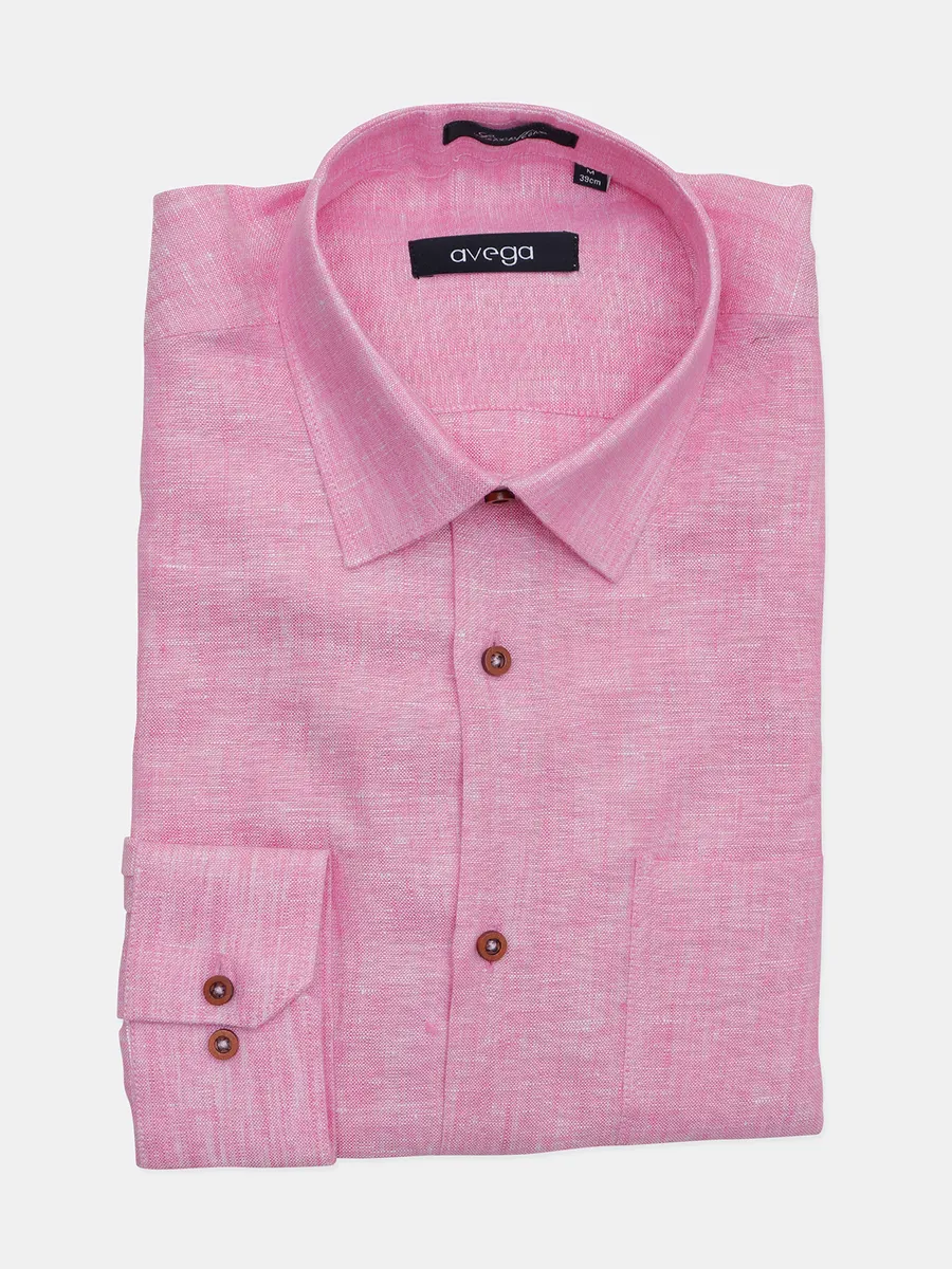 Avega solid pink linen formal shirt for men