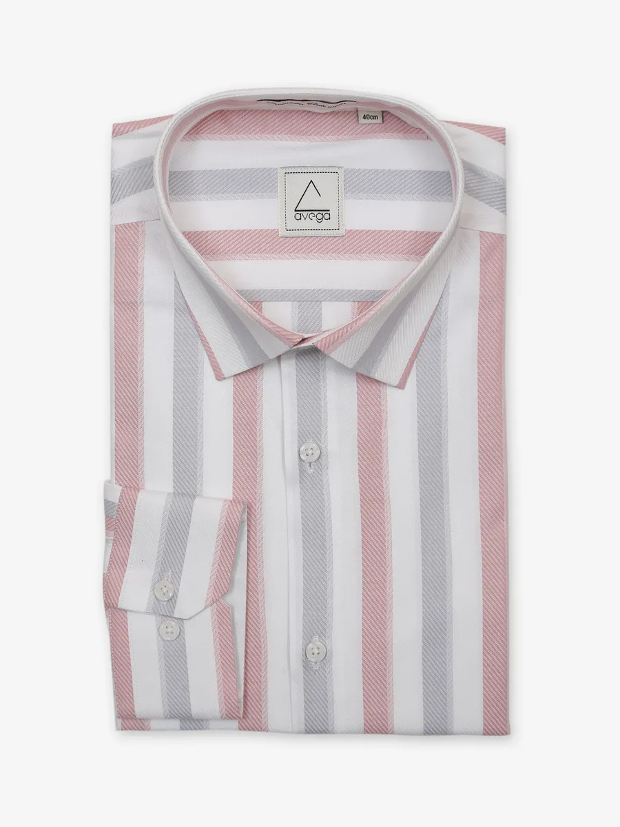 Avega white and pink stripe shirt