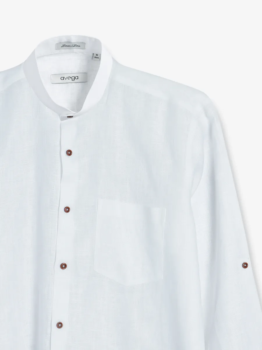 Avega white plain linen shirt