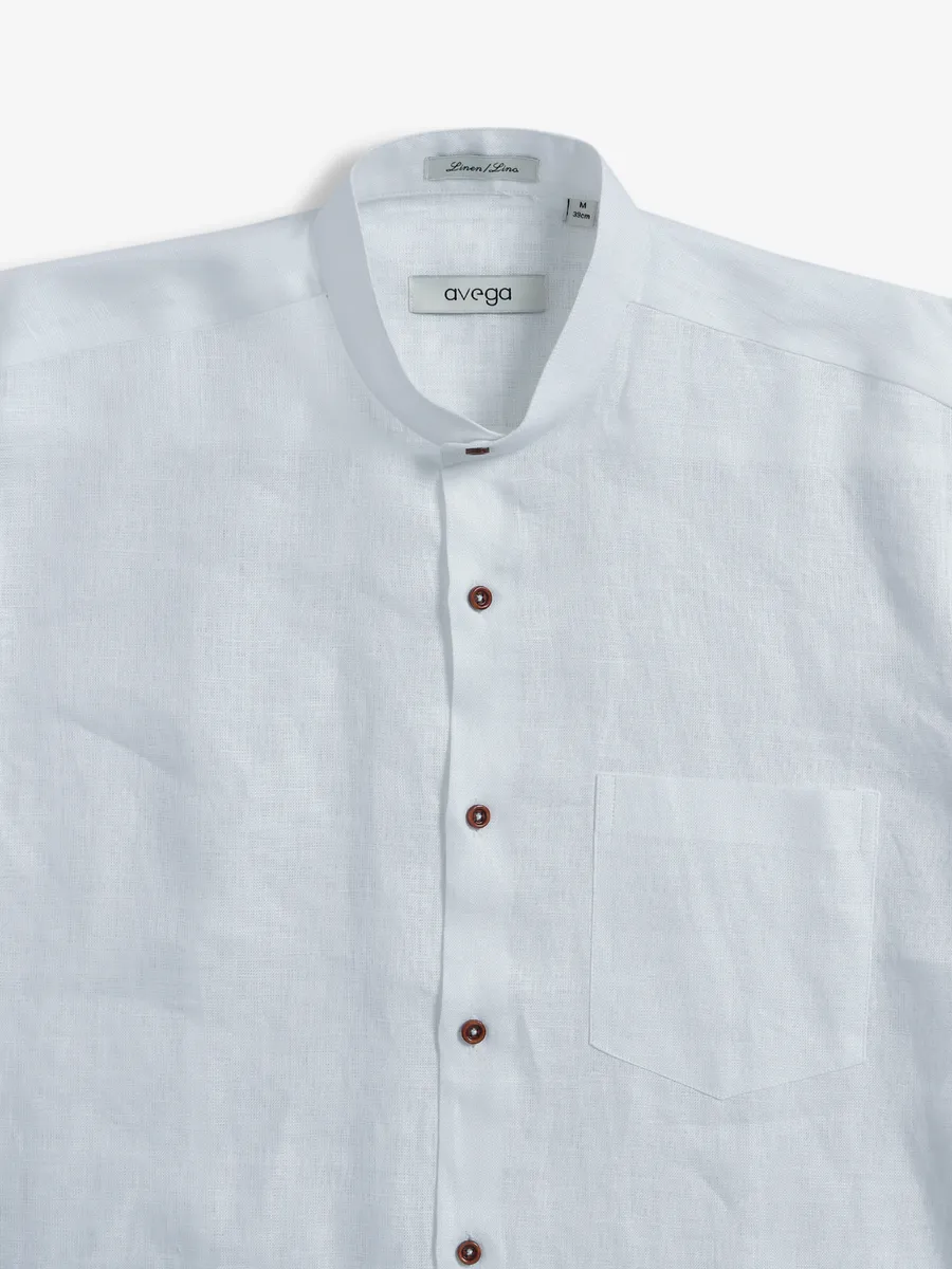 Avega white plain linen shirt