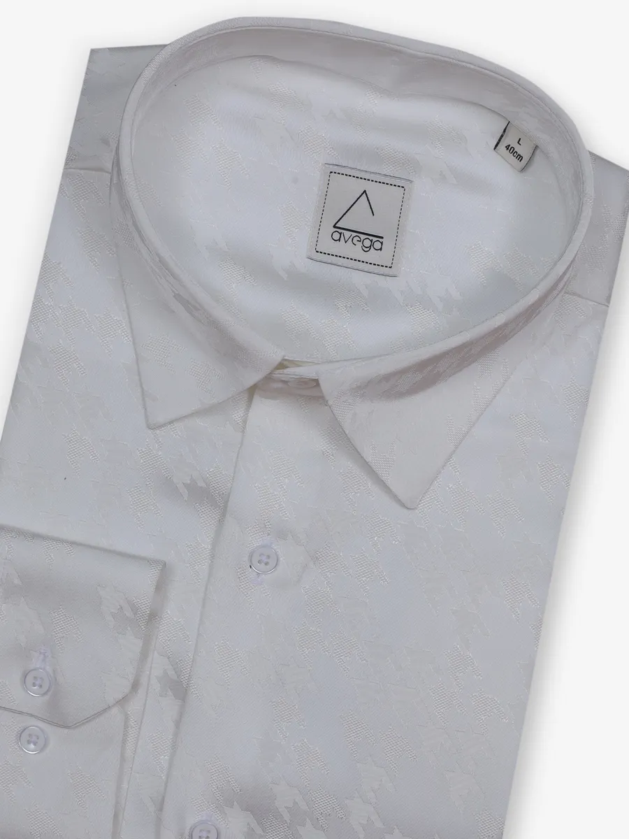 AVEGA white texture cotton silk shirt