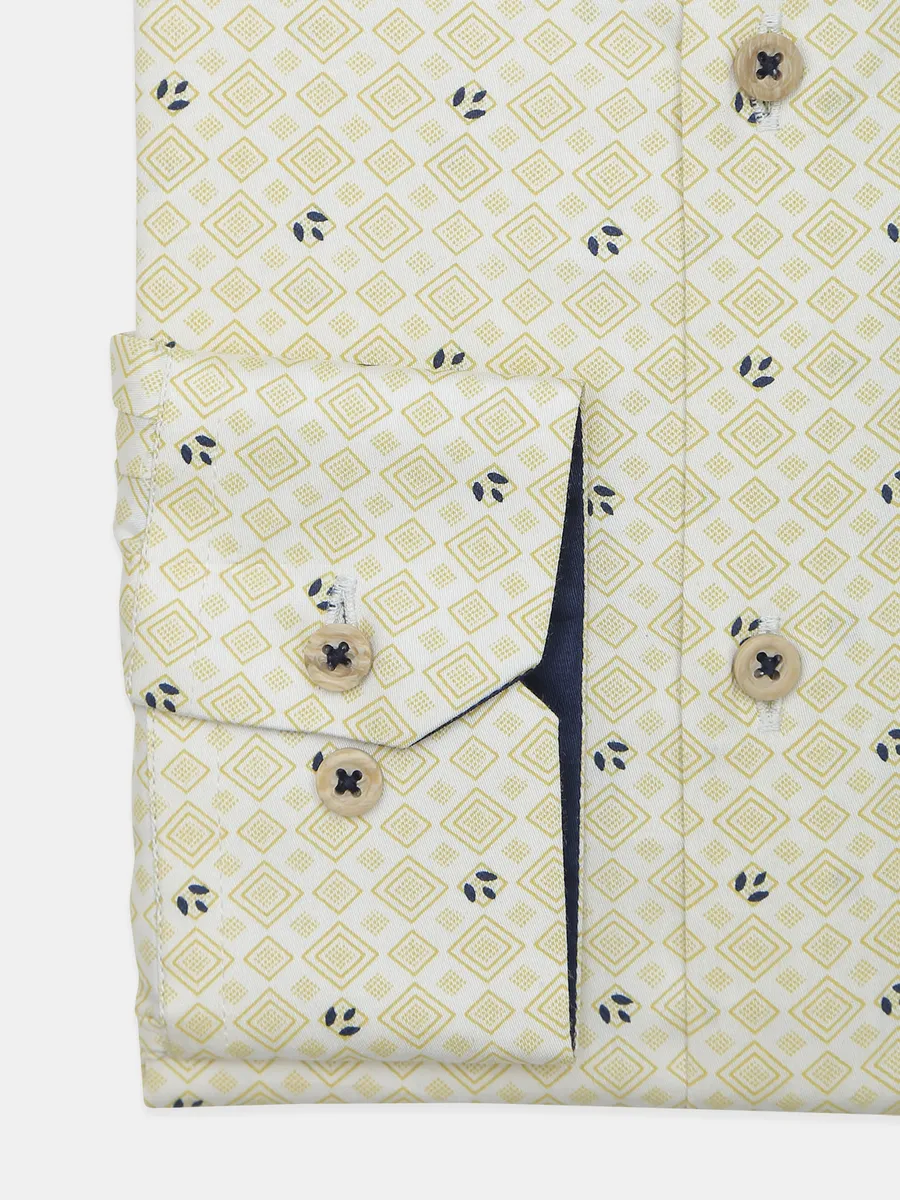 Avega yellow color cotton fabric printed shirt