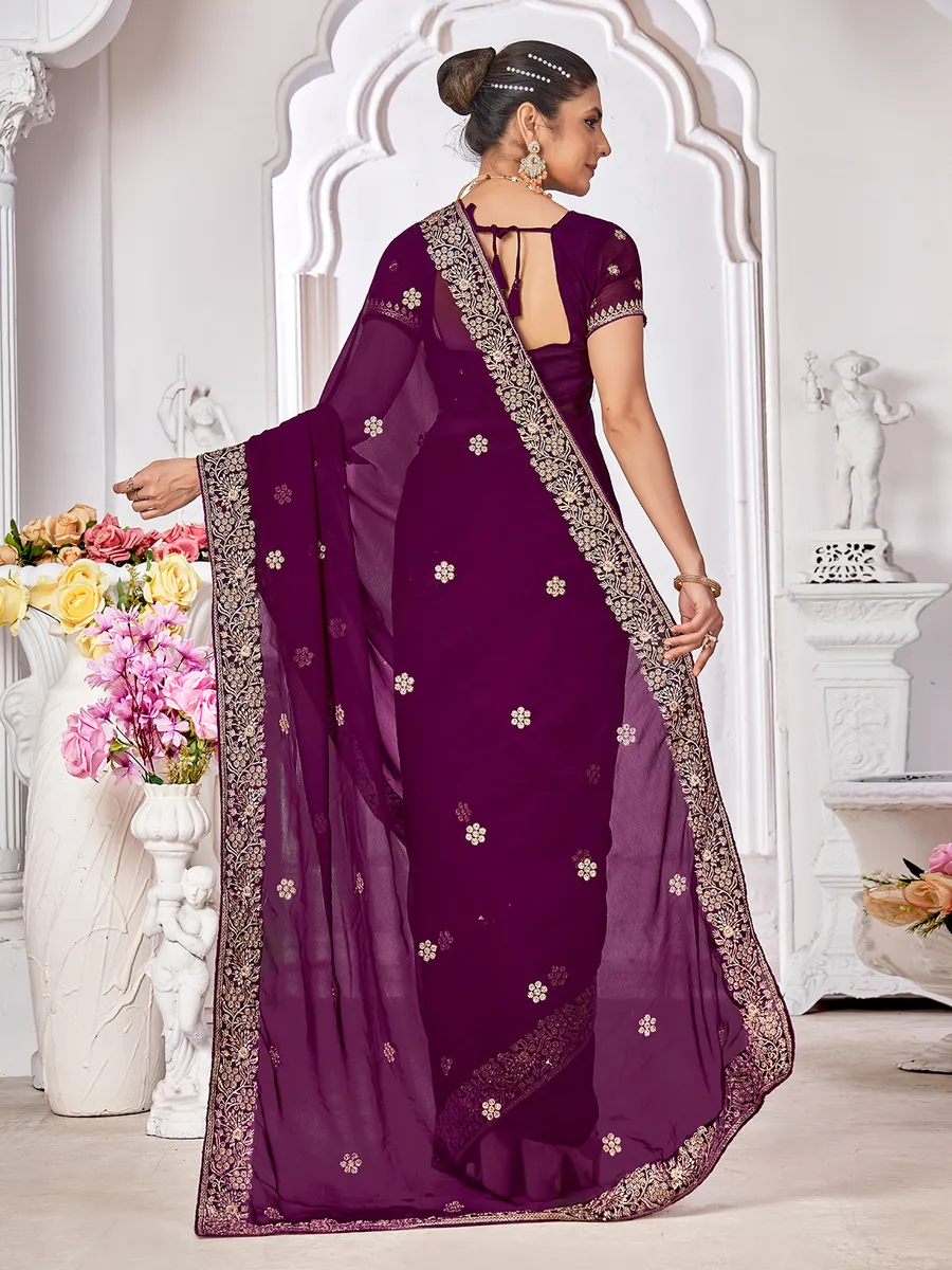 Awesome purple zari weaving saree