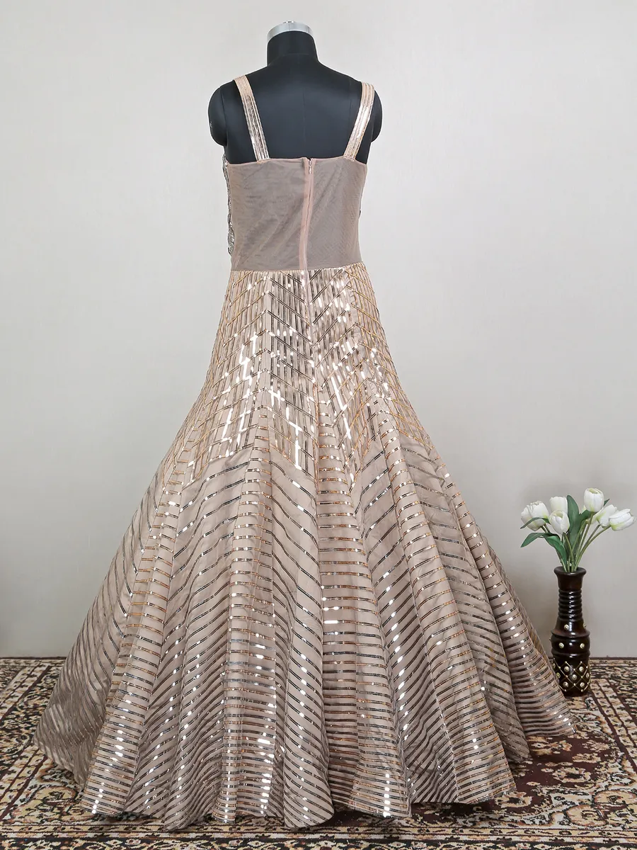 Awesome wedding and reception wear net gown in brown color