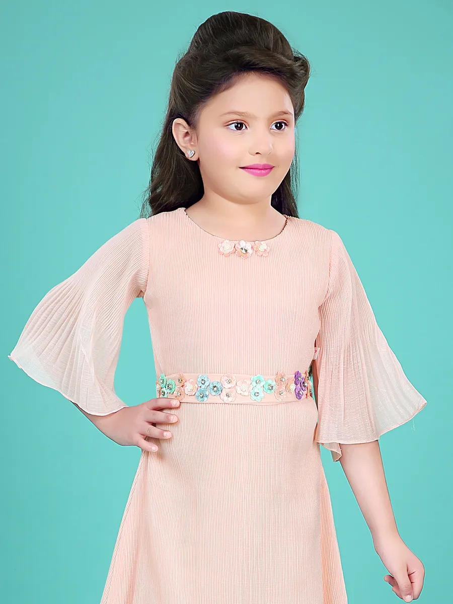 Peach georgette casual girls frock