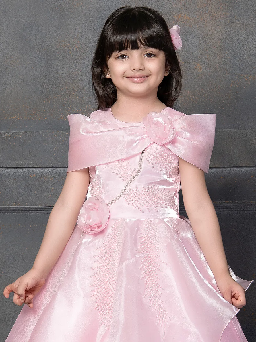 Baby pink stylish frock for party
