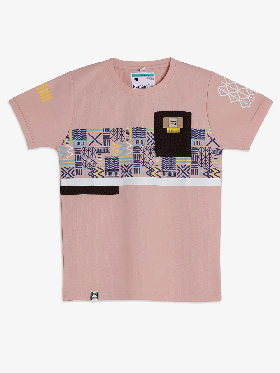 BAMBINI peach printed t-shirt