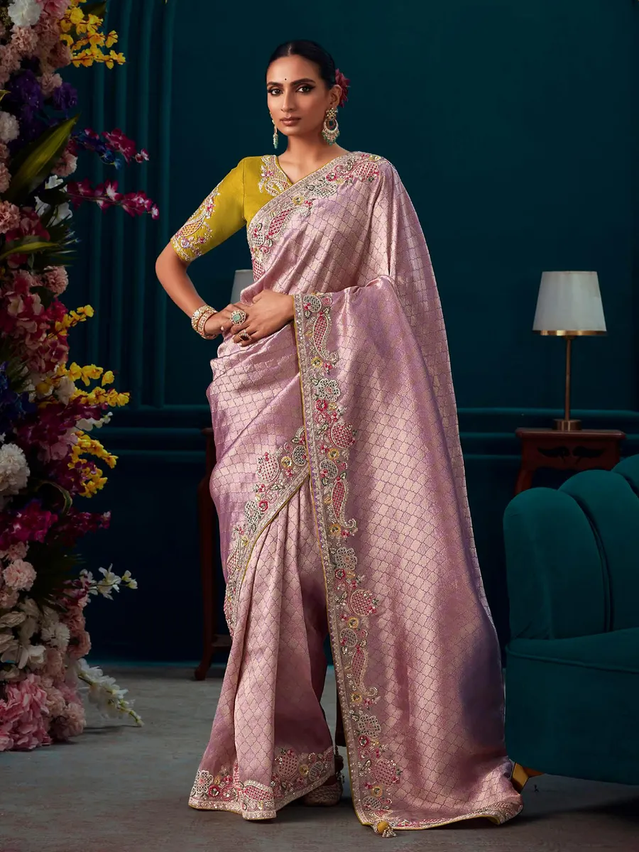 Banarasi silk mauve purple saree