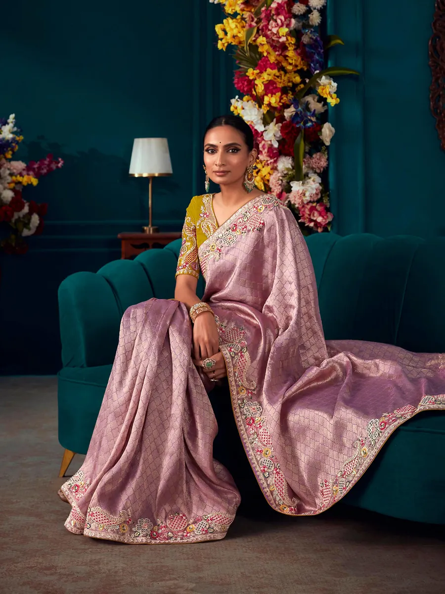 Banarasi silk mauve purple saree